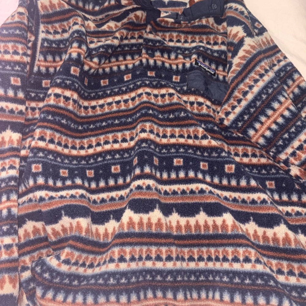 Patagonia Synchilla Fleece with Blue and Orange Pattern